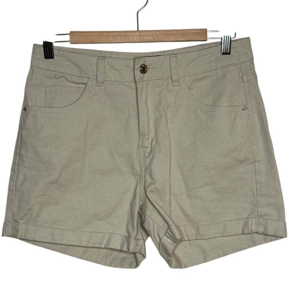 VERO MODA I Beige Roll Cuff 5 Pocket Denim Shorts I M